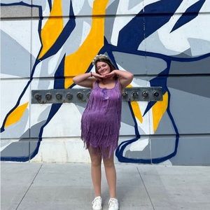 Purple fringe dress, XL